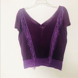 Free People Fringe Linen Purple Top